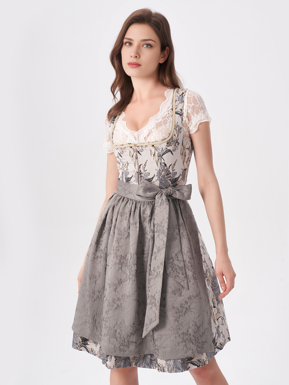 Dunkelgrünes Dirndl mit grauen Akzenten