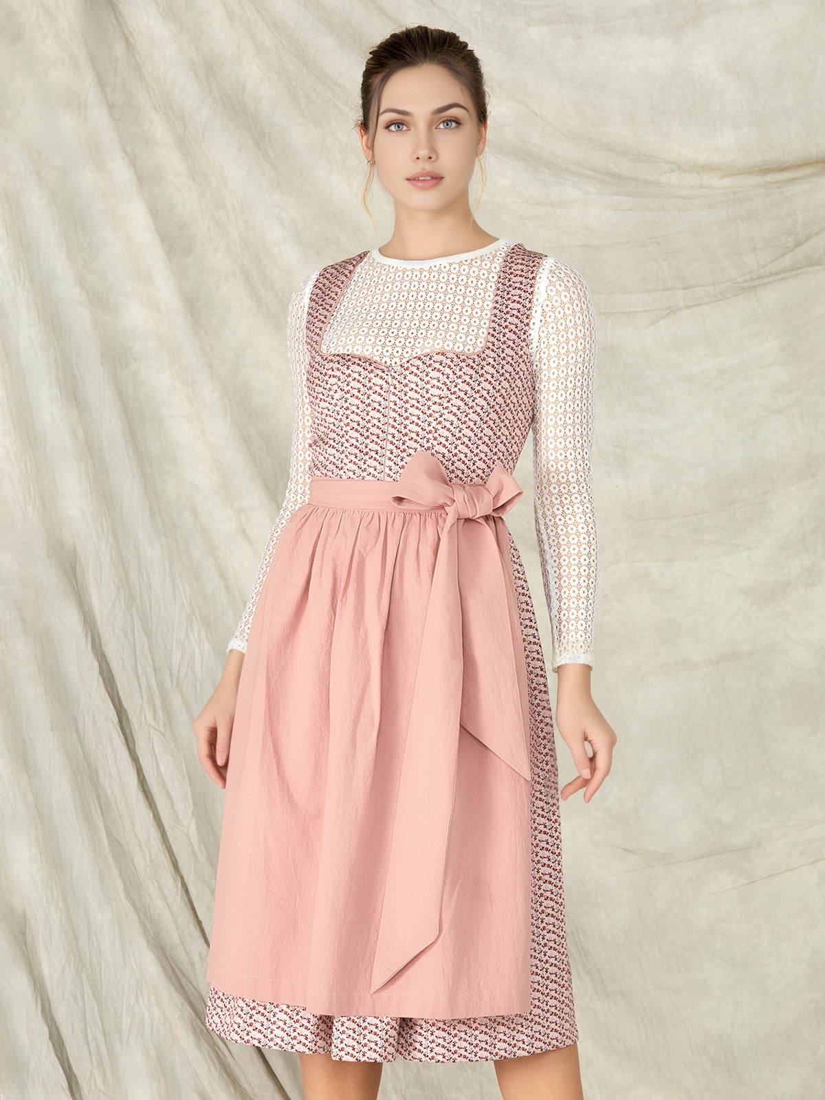 Modernes rosa Dirndl mit Reißverschluss vorne