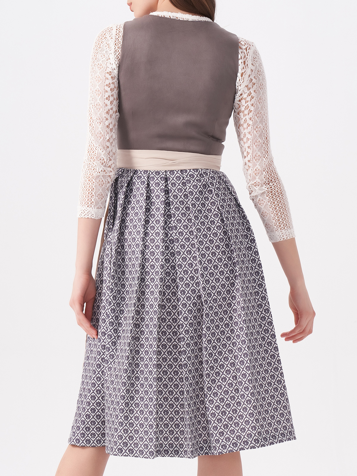 Dirndl aus Samt in Grau