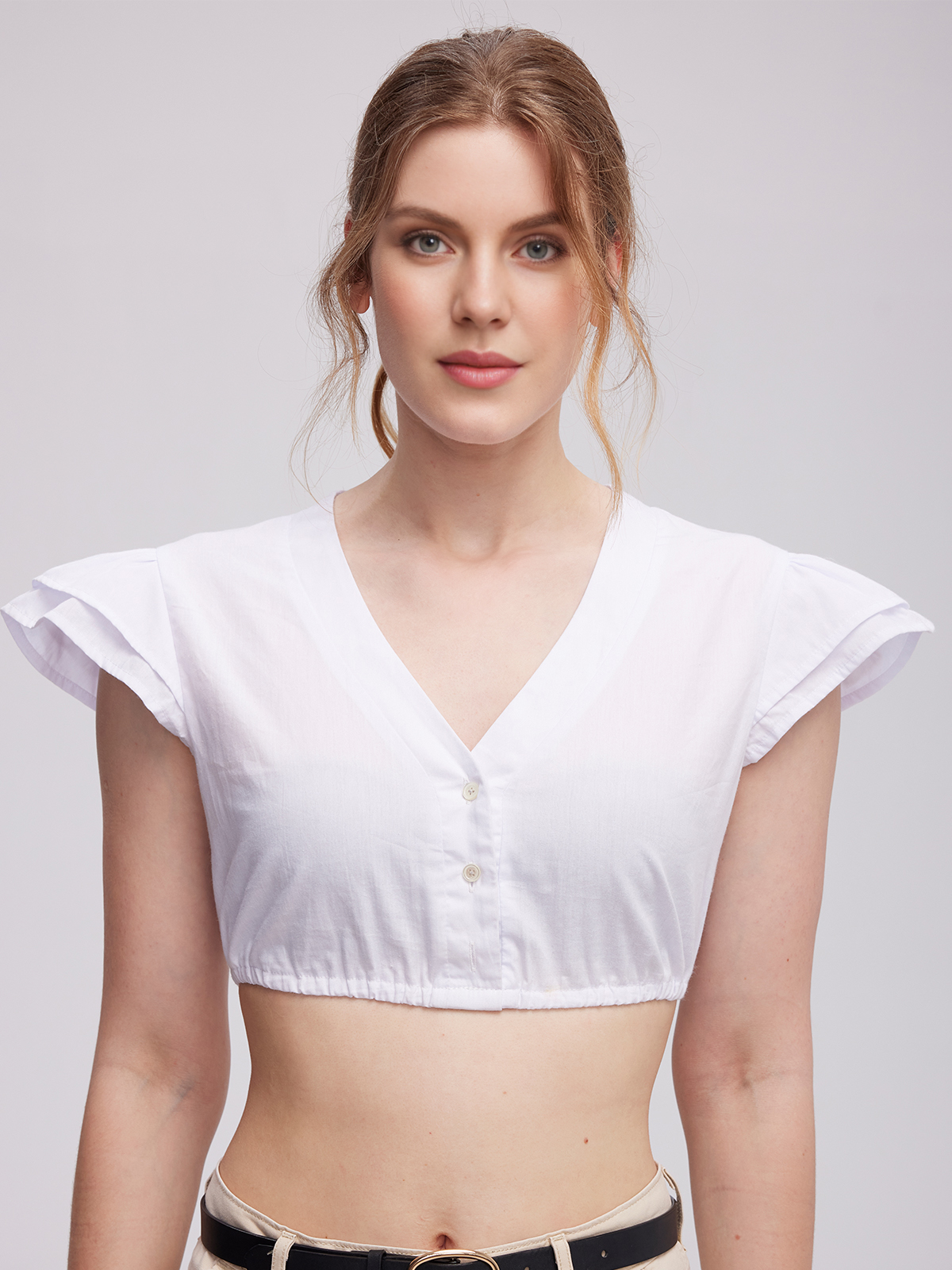 Dirndl Bluse Spitze Langarm in Weiß